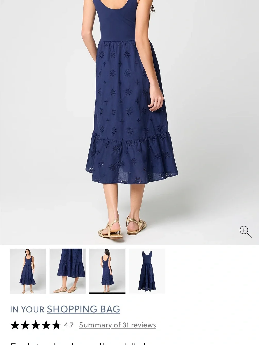 J. Crew Factory Navy Eyelet Midi Dress - Picture 2 of 5